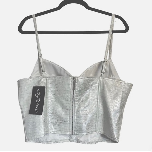 Pearl and silver snakeskin corset top - Picture 2 of 5